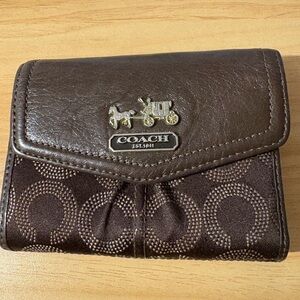 Coach Signature Brown & Pink Trifold Wallet